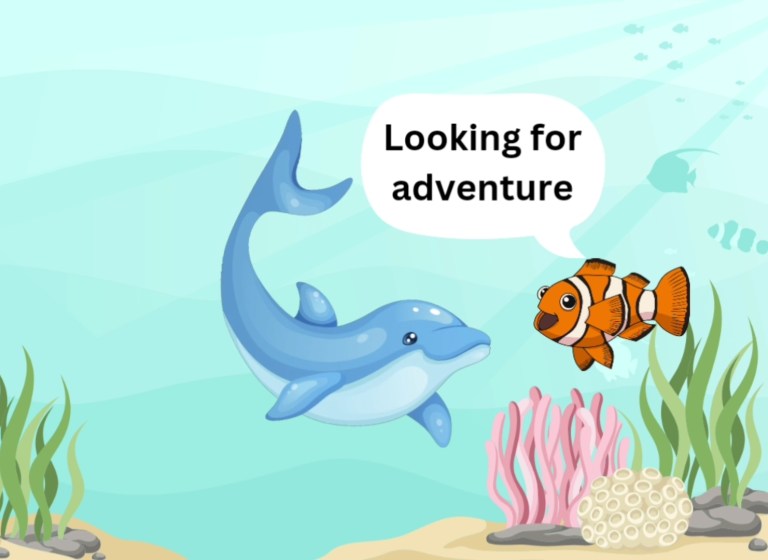 Clown Fish invites Dolphin on an adventure