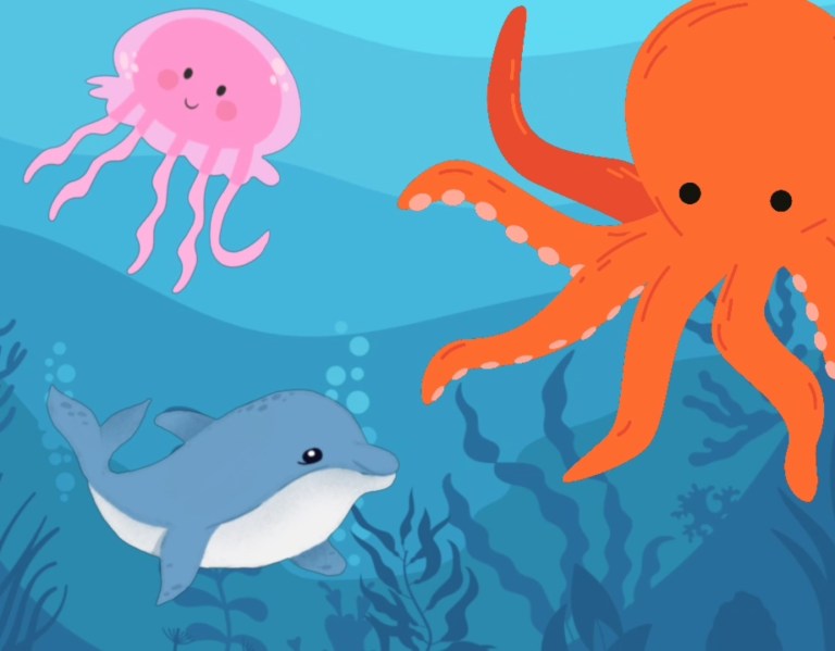 English Story Series – Dolphin and Jelly Fish race each other