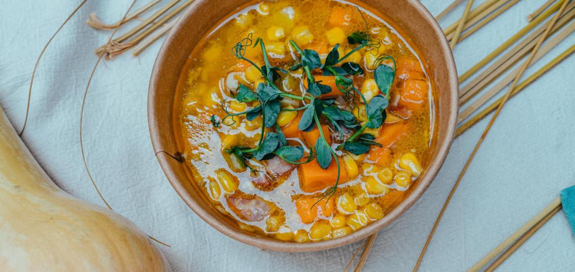 photo of a bowl with soup