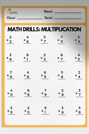 Worksheet: Single Digits Multiplication