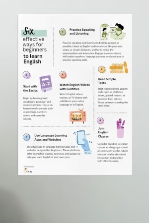Poster: 6 Effective Ways for Beginners to Learn English