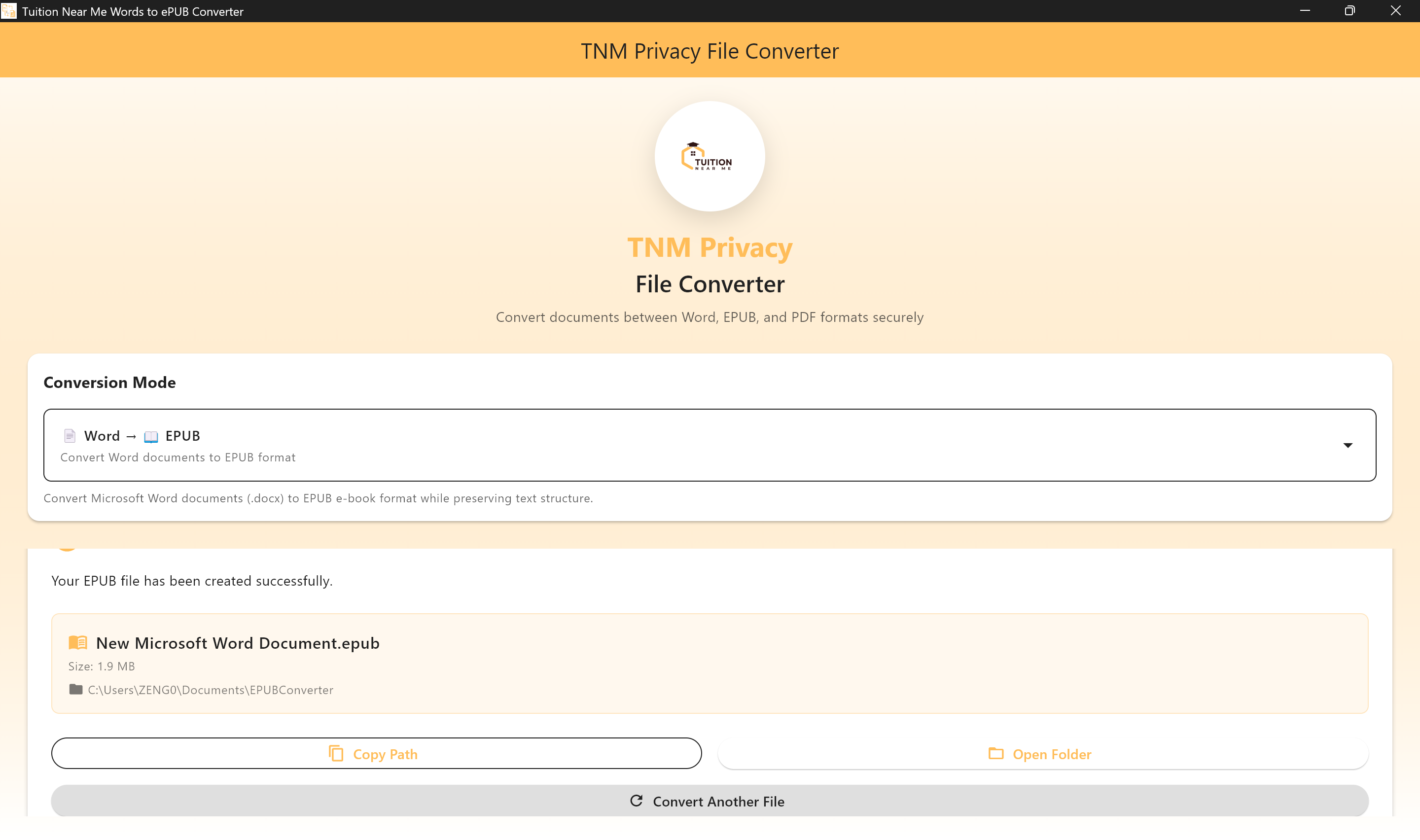 TNM Privacy File Converter